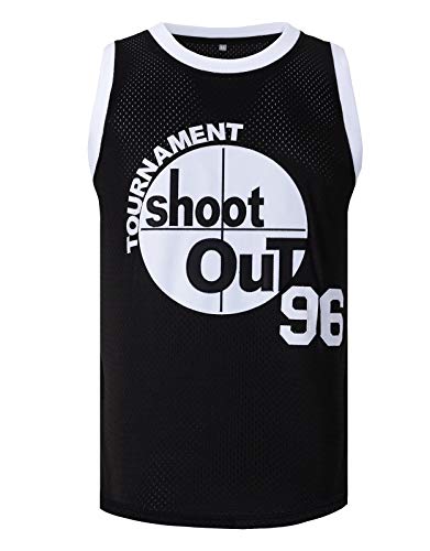 Men Basketball Jersey #96 Biredie Tournament Shoot Out Sports Shirts (Black, X-Large)
