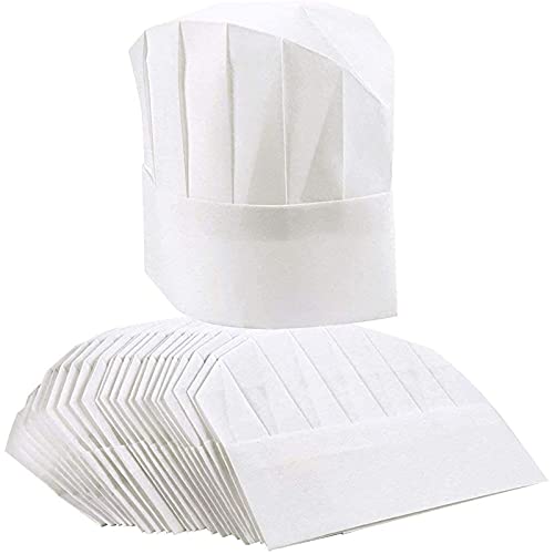 Juvale 24 Pack Chef Hats for Kids, Adults - Bulk Adjustable Disposable Bakery Hats for Cooking, Baking, Pizza Party, Hibachi Party Decorations (White)