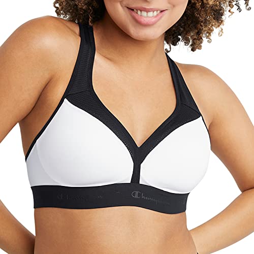 Champion womens The Curvy Sports Bra, White/Black, Large US