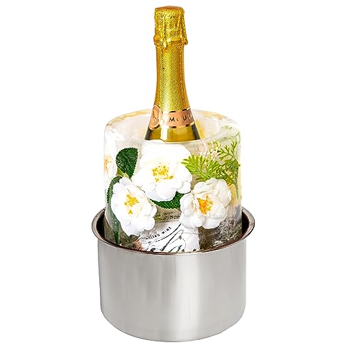 Ice Bucket Mold,Ice Mold Wine Bottle Chiller,Champagne Bucket Ice Mold, Flower/Fruits/Any Decoration to DIY Your Champagne Bucket Ice Mold For Special Parties/Bar/Holiday/Wedding,Beautiful & Creative