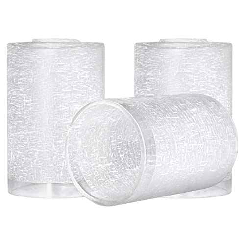 GoldSwift 3 Pack White Linen Glass Lamp Shade Replacement Globe & Covers for Light Fixtures, 6' Tall, 4' Diameter, 1-5/8 inch Fitter, Cylinder Glass Shade for Chandelier Pendant Wall Sconces