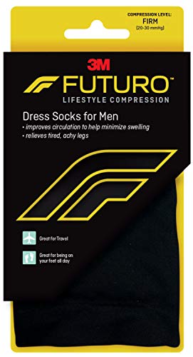 FUTURO Dress Socks For Men ? Black ? X-Large ? Firm Compression Socks ? 1 Pair (Pack of 6)