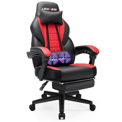LEMBERI Video Game Chairs with footrest, Big and Tall Gamer Chair for Adults, 400lb Capacity, Racing Style Computer Chair with Headrest and Lumbar Support