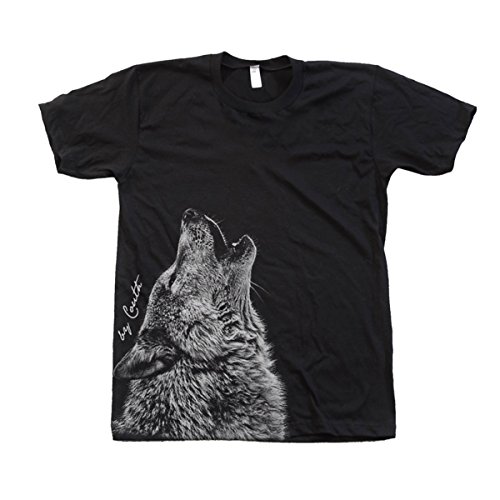 Couthclothing Men's Wolf Crew Neck T-Shirt (2XL, Black)