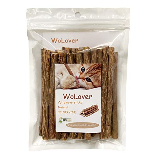 WoLover Silvervine Sticks for Cats, Natural Catnip Sticks Matatabi Chew Sticks Teeth Molar Chew Toys for Cat Kitten Kitty (25 PCS)