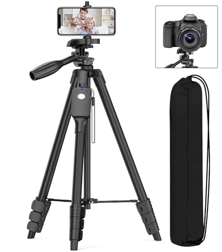 XXZU Tripod,60' Camera Tripod with Travel Bag,Cell Phone Tripod with Remote,Professional Aluminum Portable Tripod Stand with Phone Tripod Mount&1/4”Screw,for Phone/Camera/Projector/DSLR/SLR