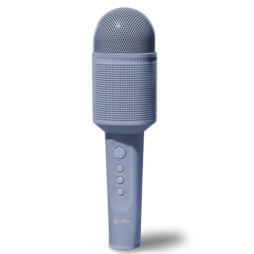 QUANFUN Speaker Microphone, Wireless Bluetooth Karaoke Microphone for Adults, Portable Handheld Speaker Microphone Toys for Boys and Girls (Dark Blue)
