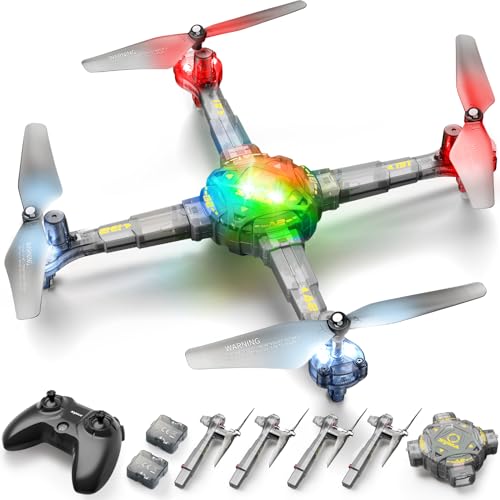 DIY Drone for Kids and Beginners, SYMA X440 RC Drones with Detachable Arms, Remote Control Quadcopter Toys with 7-color LED Light, 360° Flips, 16 Mins to Fly, One-key Start and Altitude Hold, Black