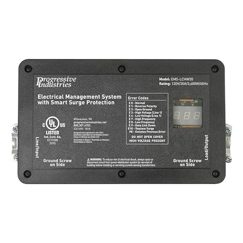 Progressive Industries Hardwired RV Surge Protector, 30 Amp EMS with Integrated Display and Fault Detection - EMS-LCHW30