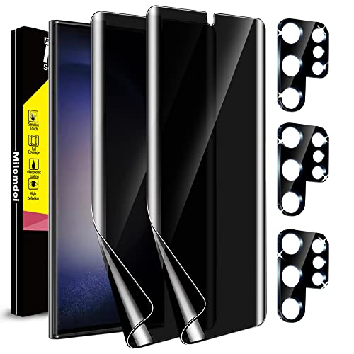 Milomdoi [2+3Pack for Samsung Galaxy S23 Ultra Privacy Screen Protector [Not Glass] Accessories 2 Pack Film Privacy Screen for Samsung S23 Ultra 5G With 3 pack tempered glass Camera Lens Protector