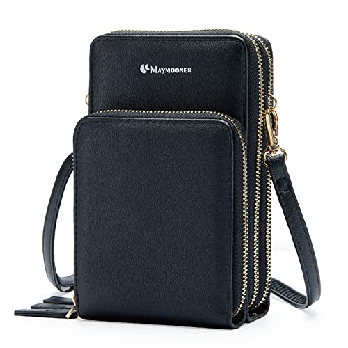 MAYMOONER Cell Phone Purse,Small Crossbody Bags For Women with Card Slots,Black