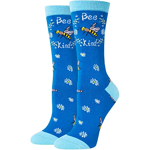 sockfun Funny Socks for Women Girls Bee Socks, Crazy Bee Gifts for Women Bumble Bee Gifts, Yellow Socks Bee Themed Gifts Insect Socks Honey Bee Gifts for Women