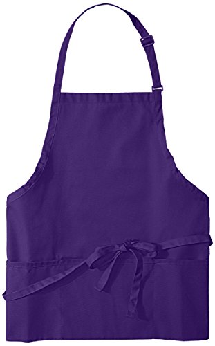 Uncommon Threads mens Adjustable 3 Pocket Restaurant Bib Apron, Purple, One Size US