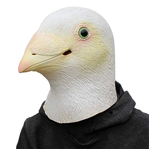 AQKILO White Pigeon Mask Bird Latex Full Head Realistic Masks Fancy Dress for Halloween Carnival Costume Party