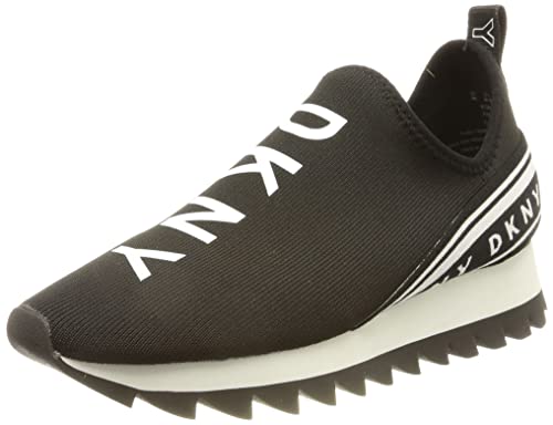 DKNY Women's Rubber Sole Knit Low-top Sneaker, Black Abbi, 7.5