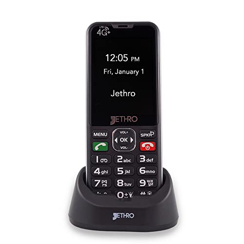 Jethro SC490 [4G] Unlocked Cell Phone for Seniors & Kids, Talk & Text Only, Supports Picture Dialing, Accessories Included (Charging Dock, USB & SIM Card)