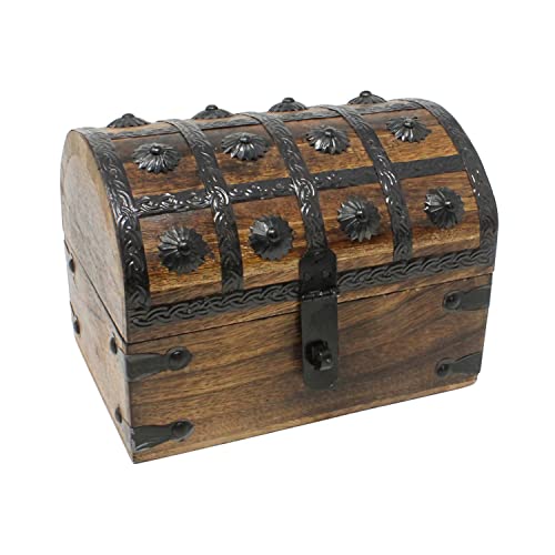 Nautical Cove Treasure Chest Keepsake and Decorative Wood Box - Storage Box Large (8x6x6)
