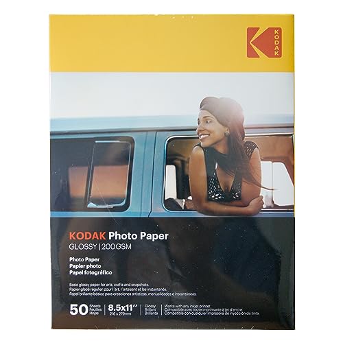 KODAK Photo Paper Gloss 8.5'x11', 50 count, 48lb-180g/m2 weight, 6.5 mil thickness (41162-1213719)