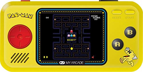 My Arcade Pocket Player Handheld Game Console: 3 Built In Games, Pac-Man, Pac-Panic, Pac-Mania, Full Color Display, Speaker, Volume Controls, Headphone Jack, Battery or Micro USB Powered, Yellow