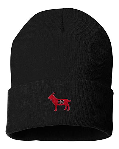 Go All Out One Size Black Adult G.O.A.T. Jordan #23 Goat Greatest of All Time Embroidered Cuffed Knit Beanie Cap