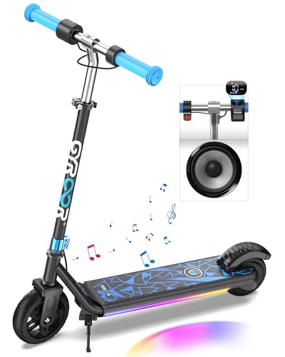 Gyroor H30 Max Electric Scooter for Kids Ages 8-12, 150W Powerful Motor, Bluetooth Music, Dual Brake System, Adjustable Height and Speed, Best Gifts for Kids
