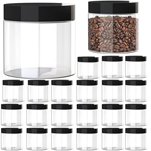 MABUA 6 oz Plastic Containers with Lids 30 Pack BPA Free, Clear Empty Refillable Round Sugar Scrub small Plastic Jars with Lids for Cosmetics, Lotions, Body Butters, Liquid Slime & Beauty Product