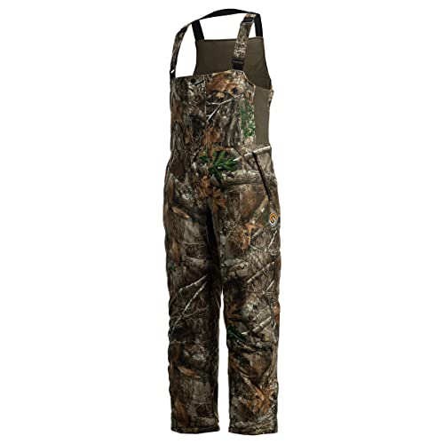 ScentLok Alpha Elite Waterproof Insulated Camo Hunting Bibs, Hunting Clothes for Men (Small, Realtree Edge)