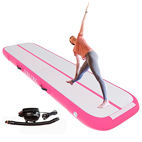 XUNLONG Air Mat Tumblem 4/8 inchs Thickness Inflatable Gymnastics Training Mat 10ft/13ft/16ft/20ft with Electric Air Pump for Cheerleading/Training/Water Fun/Park/Home use