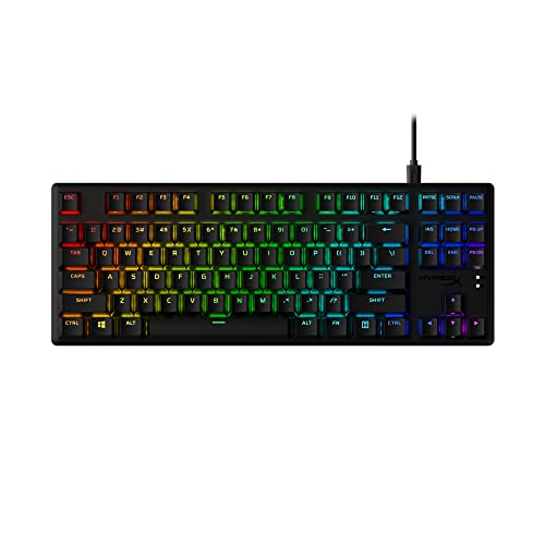HyperX Alloy Origins Core PBT - TKL Mechanical Gaming Keyboard, PBT Keycaps, RGB lighting, Compact, Aluminum Body, Customizable with HyperX NGENUITY, Onboard Memory - HyperX Tactile Aqua Switch