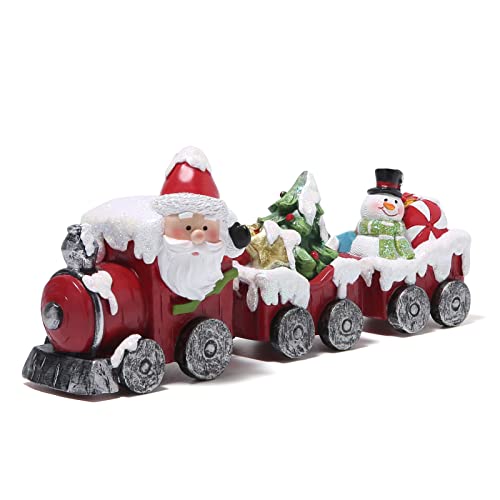 Hodao Christmas Decorations Indoor Home Decor Christmas Small Train Figurines Winter for Table Top Centerpiece Fireplace Decor Cute Christmas Train Decoration Gift (red Train)