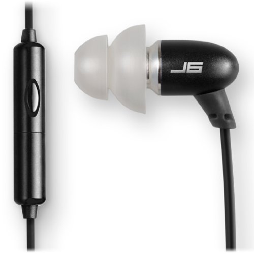 JLab Audio J6M High Fidelity Metal Ergonomic Earbuds Style Headphones w/Mic, Guaranteed for Life - Nero Black