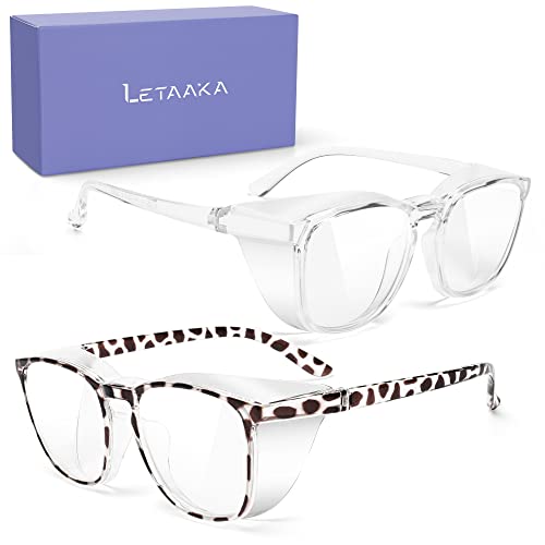 LETAAKA Safety Glasses, Anti Fog Safety Goggles for Women Men, Blue Light Blocking Eyeglasses Anti Dust UV Protective Eyewear