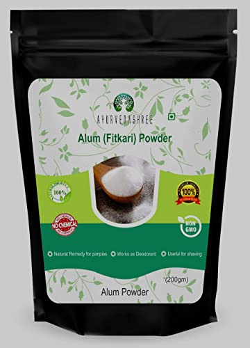 AYURVEDASHREE Alum Powder 200 Gm | Food Grade | Granulated Powdered Alum | Food Preservative Preserving Pickles | phitkari | Fitkari | 100% Only Alum powder | Potassium Alum Powder | Nothing Added