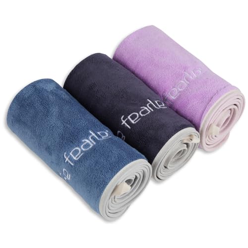 Xoofewal Microfiber Gym Towel Set for Sports Fitness, Yoga, Workout, Swimming, Soft and Quick-Drying Towels for Gym Bag (3 Pack, Blue+Grey+Purple)