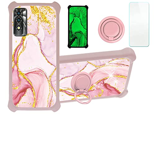 Aroepurt Maxwest Astro 6r Case Compatible with Maxwest Astro 6r Phone Case Cover [with Tempered Glass Screen Protector][Hard PC + Soft Silicone][Gold Glitter+Luminous] JSF-FDL