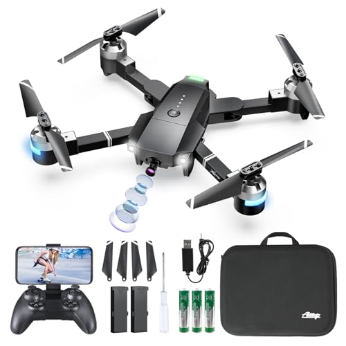 Drone with Camera for Adults, ATTOP 2K Live Video 120° Wide Angle APP-Controlled Camera Drone for Kids 8-12, Beginner Friendly with 1 Key Fly/Land/Return, Remote/Voice/Gesture/Gravity Control, FPV Drone w/ Safe Emergency Stop, 360° Flip, VR Mode, Carrying Case, 2 Batteries, Christmas Gifts