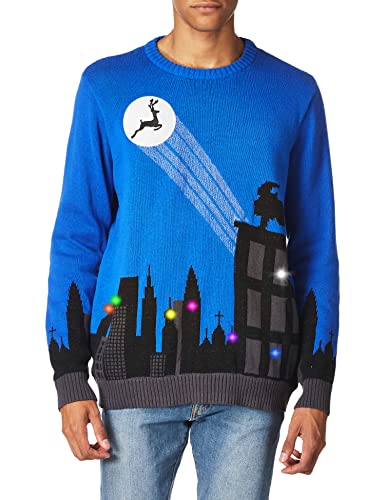 Blizzard Bay Mens Men's Ugly Christmas Light Up Sweater, Navy, Large US