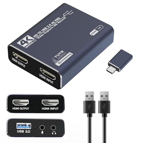 WLXKJY Capture Card, 4K Audio and Video Full HD 1080P HDMI USB 3.0 Video Capture Card for Streaming Video Recording, Suitable for Nintendo Switch/Camera/PS4/OBS/PS5/Xbox