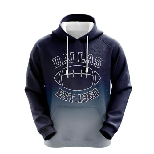 EULUCY Dallas Football Fade Color Soft Classic Pullover Fans Est. 1960 Vintage Style Unisex Sweatshirt Hoodie L