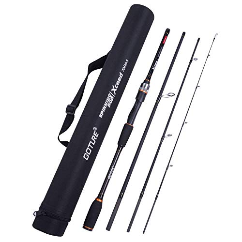 baitcasting Rod, 4 Piece Casting Spinning Fishing Rods Portable 4 pc Lightweight Carbon Fiber Poles M Power MF Action 8ft