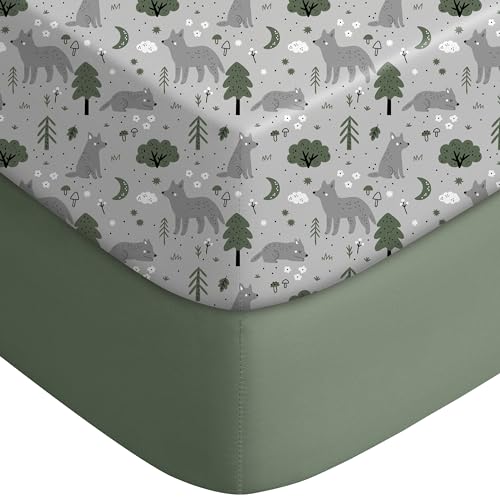 Yoofoss Baby Crib Sheets for Boys Girls, Fitted Crib Sheet 2 Pack for Standard Crib and Toddler Mattress, Super Soft Microfiber Baby Sheet 28x52x8in(Fox)