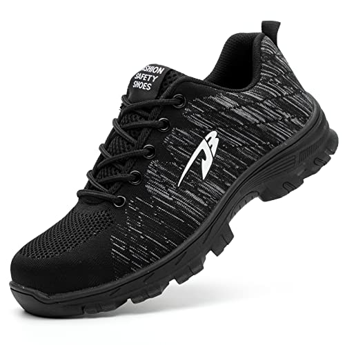 Work Safety Shoes Puncture Proofed Footwear Steel Toe Shoes Men，Safety Shoes for Men and Women Black(10Men-12Women)