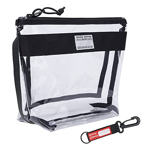 Rough Enough Clear Toiletry Bag TSA Approved Travel Makeup Bags for Traveling Cosmetic Pouch Organizer Case Bag with Zipper for Liquids Bottles Airline Beach