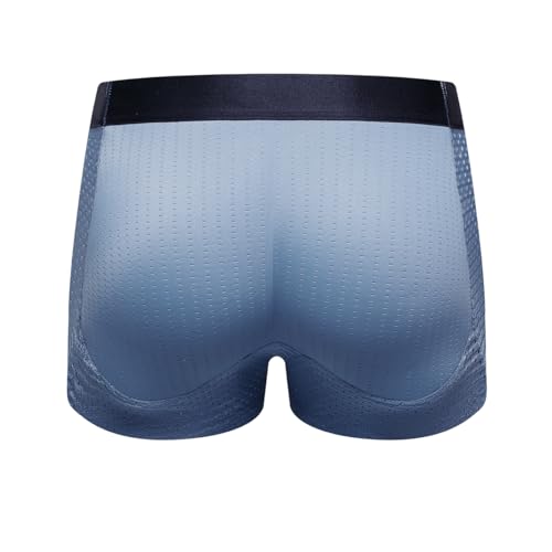 JOCKMAIL Mens Boxer Briefs Breathable Mens Padded Underwear Boxer with Hip Pad Mens Underwear Trunks (US, Alpha, Medium, Regular, Regular, 467Dark blue)