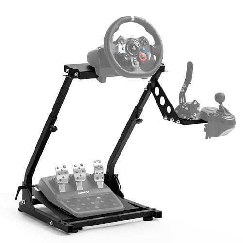Anman Foldable Racing Wheel Stand Fit for Logitech G29 G920 G923 G27 G25,Fanatec,Thrustmaster T248X T248 T300 T300RS T150RS T150 TX Xbox PS4 PS5,Steering Wheel Adjustable Stand,No Wheel,Shifter Pedal