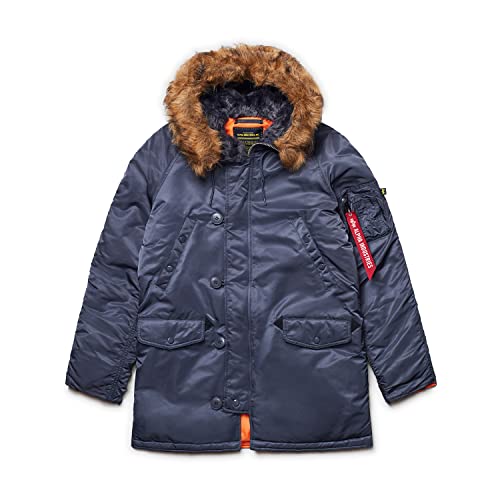 Alpha Industries N-3B Slim Fit Parka - Cold Weather Military Issue Parka - Steel Blue, M
