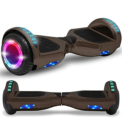 Newest Generation Electric Hoverboard Dual Motors Two Wheels Hoover Board Smart Self Balancing Scooter with Built-in Speaker LED Lights For Adults Kids Gift (Chrome Black)