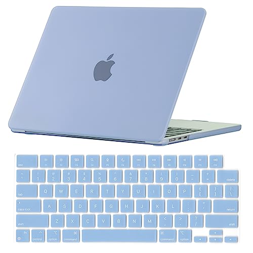Se7enline Compatible with Best MacBook Pro Case 14 inch 2021 2022 2023 M3 M2 M1 Pro/Max A2779 A2442 A2918 A2992 Matte Laptop Protective Hard Shell Case with Keyboard Cover Skin,Sierra Blue