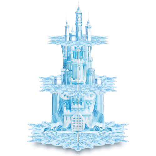 Zopeal 3 Tier Snowflake Cupcake Stand Party Decorations Snowflake Cupcake Stand Cupcake Holder Winter Snow Themed Cake Holder Winter Dessert Stand for Girls Kids Winter Birthday Party Supplies
