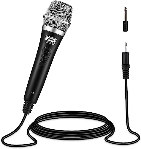 Moukey Karaoke Microphone, Dynamic Microphone with 13 ft Cable, Metal Handheld Cardioid Wired Mic, XLR Microphone for Singing/Stage/Party, Compatible w/Karaoke Machine/PA System/Amp/Mixer, Black